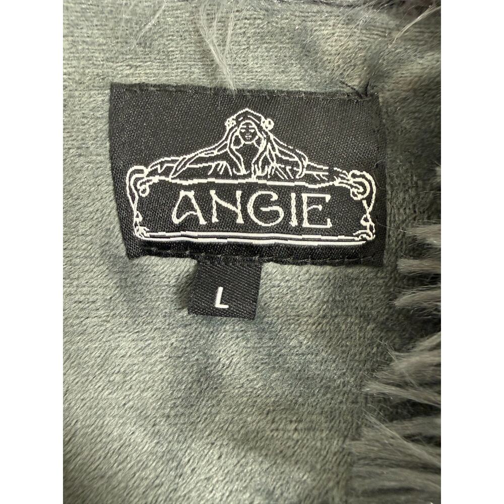 Angie Faux Fur Shaggy Vest Womens Size Large Pockets Gray Lined Soft - Picture 11 of 13